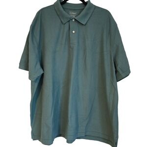 LLBean Traditional Fit Mens Polo Shirt 3XL REG‎ Green Short Sleeve Cotton Casual